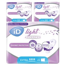 iD 여성용 라이트 기저귀 패드형, 특대형, 10매입, 3팩