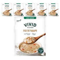 비비드키친 저당 닭가슴살죽, 250g, 6개
