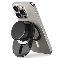 SINJIMORU 反向轉軸 MagSafe M TapTok 磁吸手機握把支架, 1個, 黑色