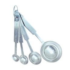 不鏽鋼調味匙 4個, 量匙, 銀色, 1組