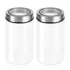 HelloKitchen 透明蓋圓形耐熱玻璃瓶, 750ml, 2個