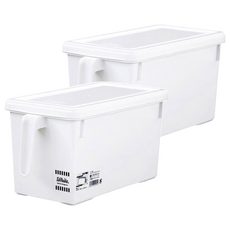 FUDOGIKEN 不動技研 手把附蓋收納盒 - 4.7L, 白色, 2個