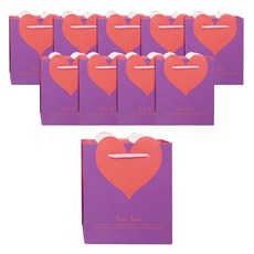 윰스 하트 포장 선물 쇼핑백, 퍼플, 10개