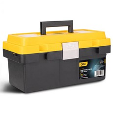델리툴즈 휴대용 플라스틱 듀얼 스토리지 공구 보관 툴박스 블랙 옐로우 EDL-TC240, 1개
