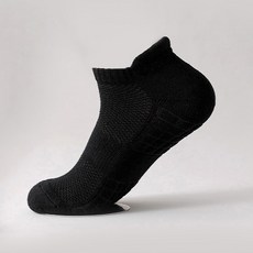 Aster 男女通用 雙層氣墊 跑步 運動 短筒襪, 黑色, 5個
