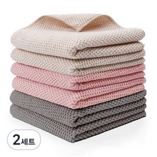 Buwork 廚房超細纖維抹布 3款 x 2入組, 2套