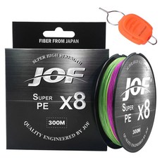 JOF SUPER PE 8股編織釣魚線 300m+Silver Cast 釣線固定器, 多色 + 隨機出貨(固定器), 1套