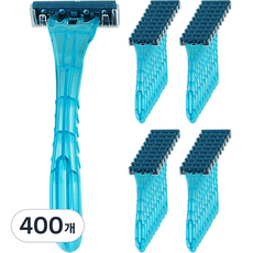 재니홈 고급 3중날 일회용 면도기 블루, 1개입, 400개