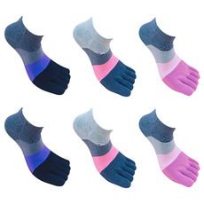 足健美襪品 台製精梳棉不起毛球五趾襪 6雙