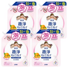 LION 獅王 趣淨 洗手慕斯補充包 清爽柑橘, 450ml, 4包