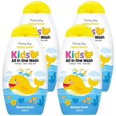 Funny Pia Happy Ocean 兒童多合一沐浴乳 香蕉, 300ml, 4個