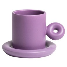 粉彩環形甜甜圈咖啡廳咖啡杯 + 杯盤組, 1套, 紫色