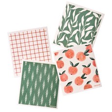 Recyco 纖維素可重複使用抹布 桃葉圖案 4件組, 1套