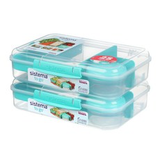 Sistema To Go 벤토 크리에이티브 런치박스 샌드위치 샐러드 도시락통 민티틸, 2개, 1.48L x 2p
