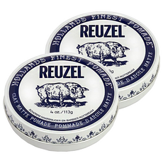 REUZEL 白豬強力黏土級水性髮泥 Clay Matte Pomade, 中等強度定型，打造低光澤休閒蓬鬆油頭，清新香草薄荷香型, 113g, 2罐