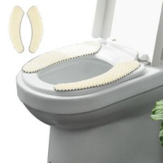 붙이는 변기 시트 고급형, 베이지, 2개