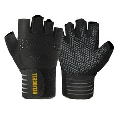 HELIOCELL 矽膠防滑運動半指手套組, 1套, 黑色