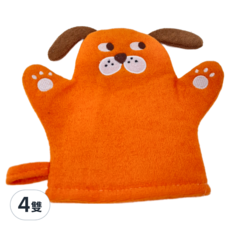 兒童動物搓澡手套, 小橘狗, 1個, 4個