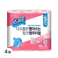 Scott 可麗舒 乾濕兩用拋棄式抹布 粉色加厚款 45張, 3捲, 4袋