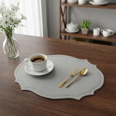 MF스토어 로얄 가죽 테이블 매트 B타입, 라이트그레이, 1개, 43 x 30 cm