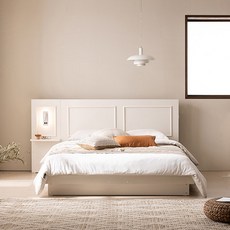 삼익가구 리네 프리미엄 호텔 침대 프레임 + 멀티 조명 협탁 세트 방문설치, 아이보리