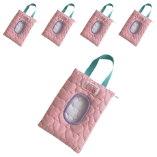 Jonifree 外出用大容量濕紙巾收納袋, 粉紅色, 5個