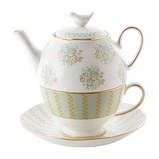 ZEN Wendy 單人茶具4件組, 藍色花卉圖案, 1組