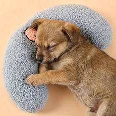 애틱트 반려동물 부들부들 딥슬립 U자형 배게 쿠션, 블루, 1개