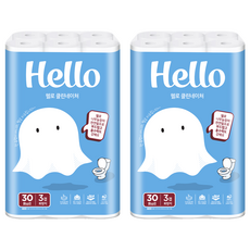 Hello Tissue Clean Nature 天然紙漿 3層 高級捲筒衛生紙, 2個, 30m, 30入