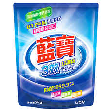 藍寶 三效超濃縮洗衣粉，添加植物性肥皂粉，韓國原裝進口，除菌率99.9%, 2kg, 1包