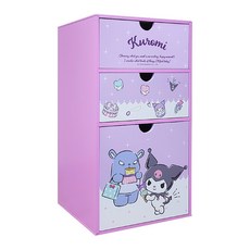 Sanrio 三麗鷗 直式三抽盒 17.3 x 17 x 32.5cm, 酷洛米 購物時光 紫色, 1個
