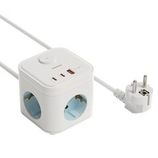 무아스 마카롱 USB 고용량 큐브 멀티탭 3구 MPSC1, 1.5m, 스카이블루, 1개