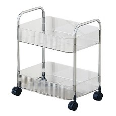 FAmILyLIFE 生活 透明附輪夾縫2層置物架 加大款, 透明色 + 金色, 1個