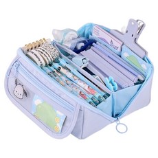 동아피엠에스 대용량 180도 필통 다용도 수납 펜 파우치 케이스 필통, 블루, 1개