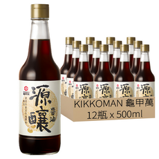 KIKKOMAN 龜甲萬 源釀醬油, 500ml, 12瓶