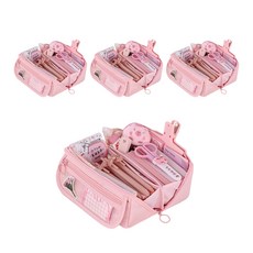 동아피엠에스 대용량 180도 필통 다용도 수납 펜 파우치 케이스 필통, 핑크, 4개