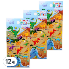 쁘띠팬시 Mini Dino da5406 팬시스티커, 혼합 색상, 12개