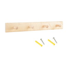 Sunland 北歐實木玄關掛鉤架 4格 附2組螺絲組 36.5 x 5 x 5.5cm 172g, 實木, 1個