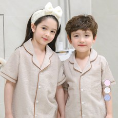 보누맘 아동용 냉감 통기성 스윗드림 스트라이프 시어서커 잠옷 상하의 세트