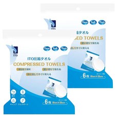 ITO 日本伊藤 壓縮毛巾 6張, 白色, 2包