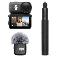 DJI Osmo Nano 브이로그 콤보 액션캠 64GB 송신기, 단일 색상(액션캠, 셀피 스틱), 인피니티 블랙(마이크)