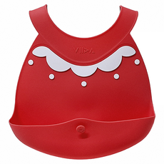 VIIDA Joy 便攜式矽膠圍兜 食品級矽膠材質 防水防油好清洗 四階段可調式脖圍, 莓果桃, 1個, 1個