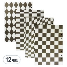 Iciel design 6孔補充內頁 棋盤格 4款組合 黑色, 12套
