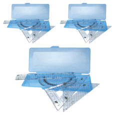 珠友文化 學生四合一套尺組 RU-10075, 顏色隨機, 3組