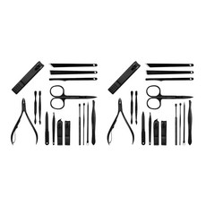 Daybyday 便攜式腳指甲指甲剪16件組, 經典黑, 2套