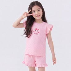 PremierFam 女童透氣奇妙萌可哈啾萍純棉五分袖上下衣套裝 64275