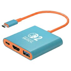 랜스타 닌텐도 스위치2 호환 휴대용 외장 독 4K60Hz 3in1 멀티 허브, 블루 + 레드, 1개, LS-NT2-HUBC