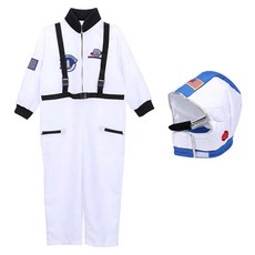 La Chamade 日安朵朵 太空人萬聖節兒童裝連身衣+頭套2件組, L, 白色