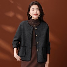 POPLARNC 女款黑色針織開襟衫 P26SPC010902