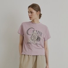 러브앤쇼 여성용 플룻 프린트 티셔츠 LCFDPTS23